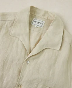 Best 1950s Italian Collar Linen Shirt - Apricot Short Sleeve Shirts | Shirts