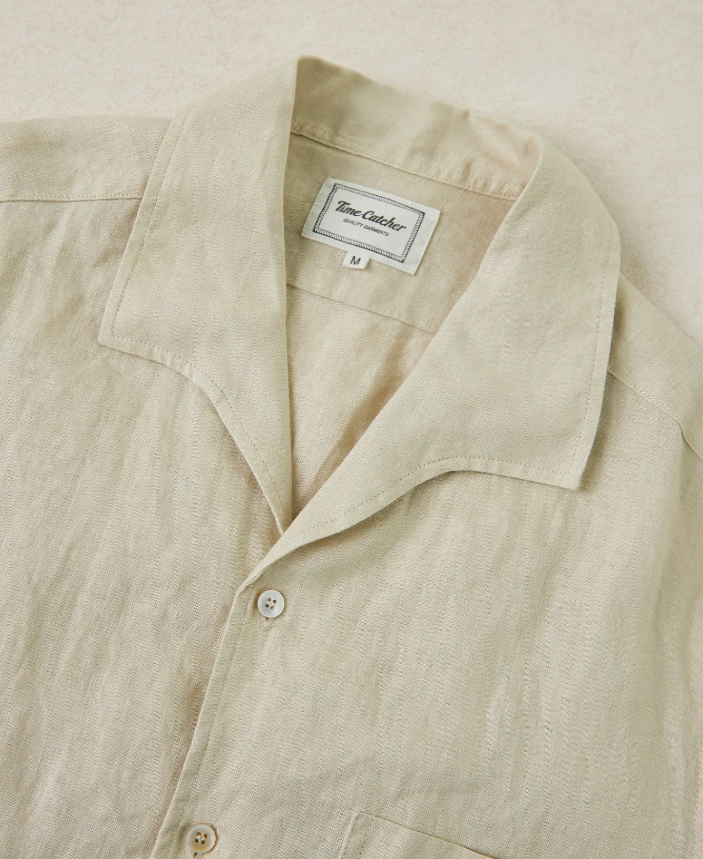 Best 1950s Italian Collar Linen Shirt - Apricot Short Sleeve Shirts | Shirts
