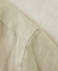 Best 1950s Italian Collar Linen Shirt - Apricot Short Sleeve Shirts | Shirts