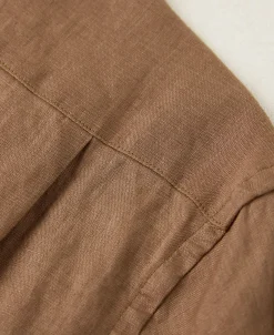 Hot 1950s Italian Collar Linen Shirt - Brown Short Sleeve Shirts | Shirts