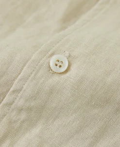 Best 1950s Italian Collar Linen Shirt - Apricot Short Sleeve Shirts | Shirts