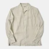 Sale 1950s Italian Collar Long-Sleeve Linen Shirt - Apricot Long Sleeve Shirts | Shirts