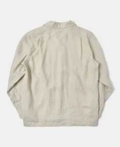 Sale 1950s Italian Collar Long-Sleeve Linen Shirt - Apricot Long Sleeve Shirts | Shirts