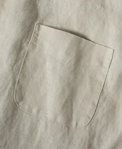 Sale 1950s Italian Collar Long-Sleeve Linen Shirt - Apricot Long Sleeve Shirts | Shirts