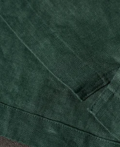 New 1950s Italian Collar Long-Sleeve Linen Shirt - Dark Green Long Sleeve Shirts | Shirts