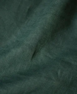 New 1950s Italian Collar Long-Sleeve Linen Shirt - Dark Green Long Sleeve Shirts | Shirts