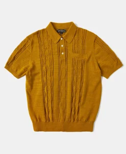 Discount 1960s Jacquard Slub Cotton Polo Shirt - Ginger Polo Shirts | Short Sleeve T-Shirts