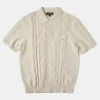 Discount 1960s Jacquard Slub Cotton Polo Shirt - Cream Polo Shirts | Short Sleeve T-Shirts