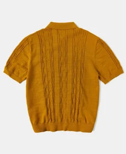 Discount 1960s Jacquard Slub Cotton Polo Shirt - Ginger Polo Shirts | Short Sleeve T-Shirts