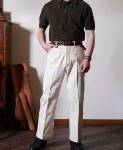 Clearance 1960s Jacquard Slub Cotton Polo Shirt - Coffee Polo Shirts | Short Sleeve T-Shirts