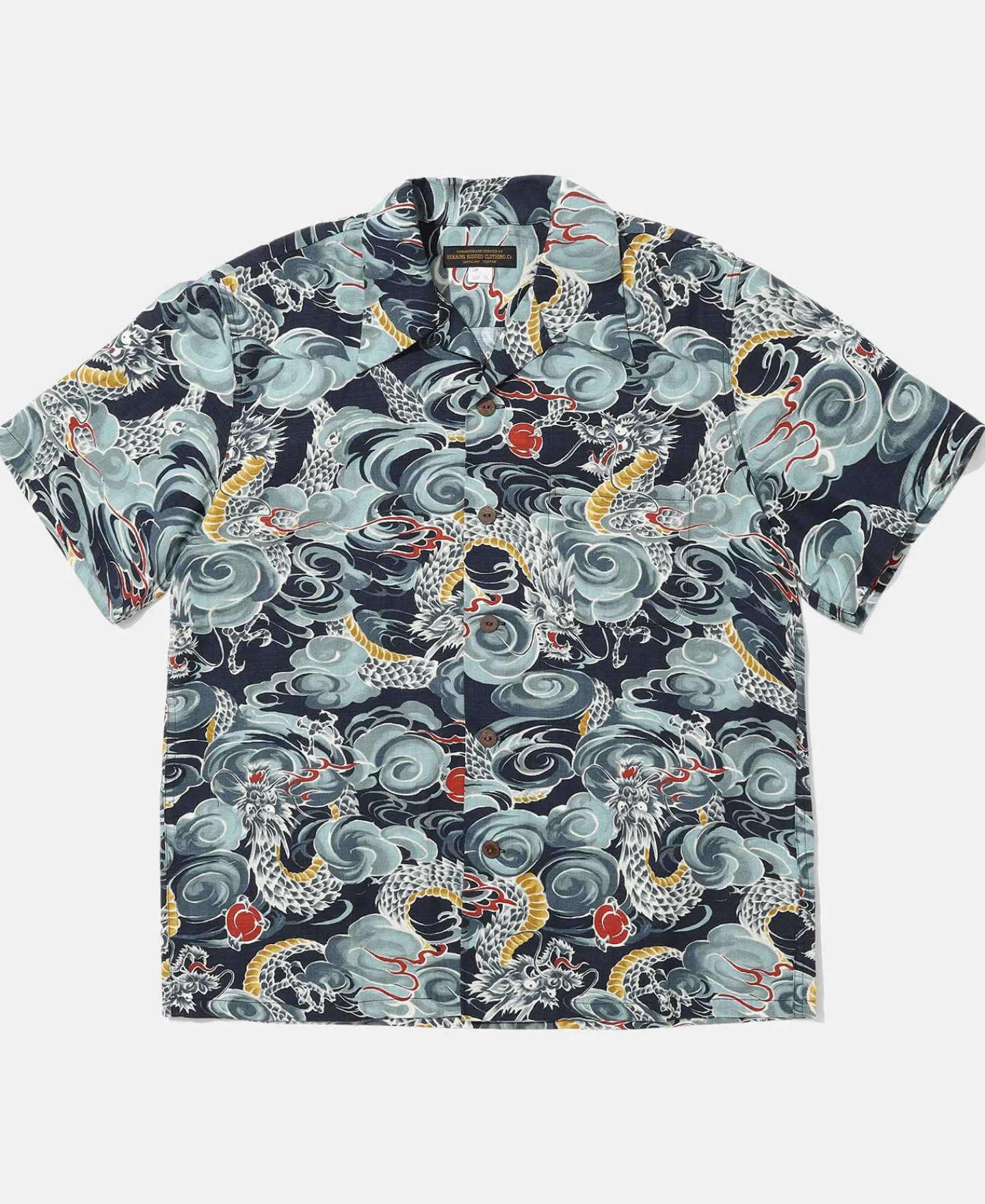 Sale 1940s Japanese Cloud Dragon Aloha Shirt Short Sleeve Shirts | Shirts
