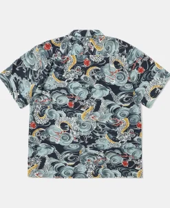 Sale 1940s Japanese Cloud Dragon Aloha Shirt Short Sleeve Shirts | Shirts