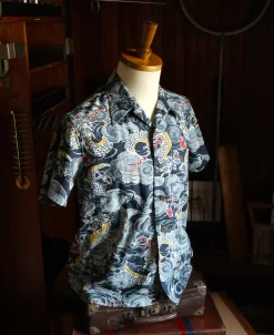Sale 1940s Japanese Cloud Dragon Aloha Shirt Short Sleeve Shirts | Shirts