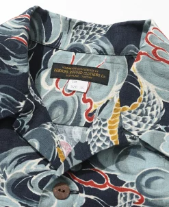 Sale 1940s Japanese Cloud Dragon Aloha Shirt Short Sleeve Shirts | Shirts