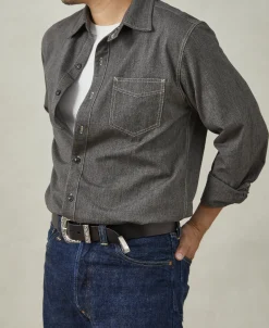 Best 1930s Jaspé Workshirt - Dark Gray Long Sleeve Shirts | Shirts
