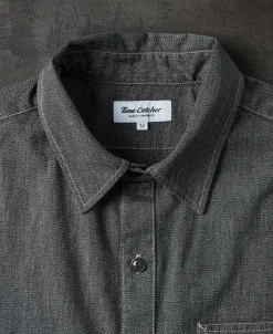 Best 1930s Jaspé Workshirt - Dark Gray Long Sleeve Shirts | Shirts