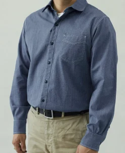 Discount 1930s Jaspé Workshirt - Grayish Blue Shirts | Long Sleeve Shirts