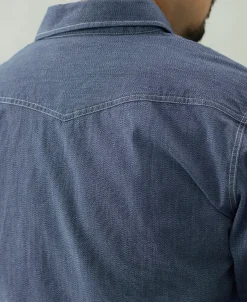 Discount 1930s Jaspé Workshirt - Grayish Blue Shirts | Long Sleeve Shirts