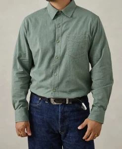 Best 1930s Jaspé Workshirt - Sage Long Sleeve Shirts | Shirts