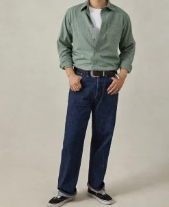Best 1930s Jaspé Workshirt - Sage Long Sleeve Shirts | Shirts