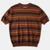 Sale 1950s Lyocell Stripe Knit T-Shirt - Brown Knitwear&sweaters | Short Sleeve T-Shirts
