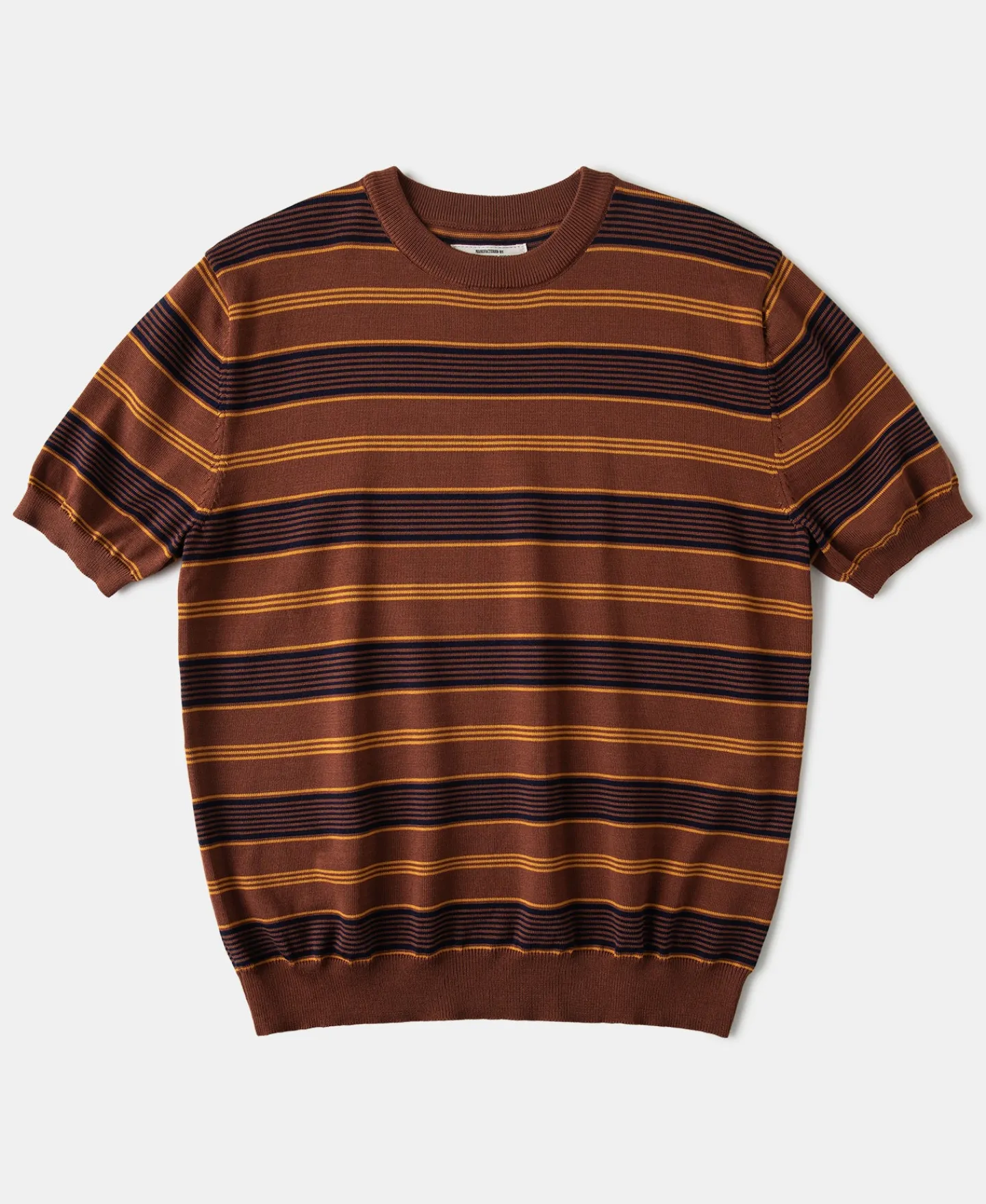 Sale 1950s Lyocell Stripe Knit T-Shirt - Brown Knitwear&sweaters | Short Sleeve T-Shirts