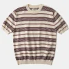 Hot 1950s Lyocell Stripe Knit T-Shirt - Apricot Knitwear&sweaters | Short Sleeve T-Shirts