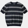 Discount 1950s Lyocell Stripe Knit T-Shirt - Navy Knitwear&sweaters | Short Sleeve T-Shirts