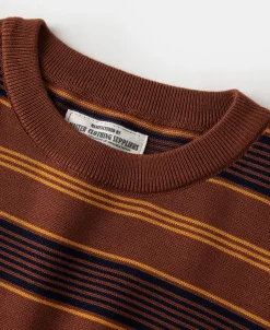 Sale 1950s Lyocell Stripe Knit T-Shirt - Brown Knitwear&sweaters | Short Sleeve T-Shirts