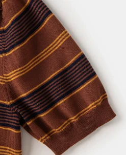 Sale 1950s Lyocell Stripe Knit T-Shirt - Brown Knitwear&sweaters | Short Sleeve T-Shirts