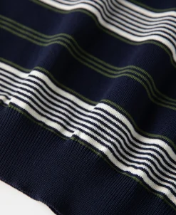 Discount 1950s Lyocell Stripe Knit T-Shirt - Navy Knitwear&sweaters | Short Sleeve T-Shirts