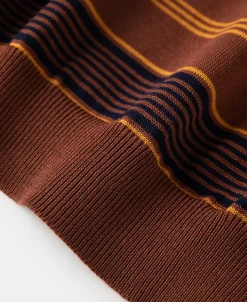 Sale 1950s Lyocell Stripe Knit T-Shirt - Brown Knitwear&sweaters | Short Sleeve T-Shirts