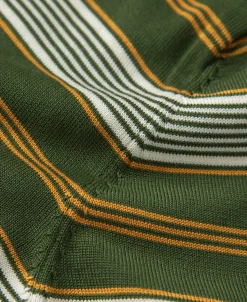 Clearance 1950s Lyocell Stripe Knit T-Shirt - Green Knitwear&sweaters | Short Sleeve T-Shirts