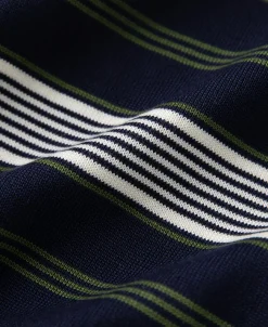 Discount 1950s Lyocell Stripe Knit T-Shirt - Navy Knitwear&sweaters | Short Sleeve T-Shirts