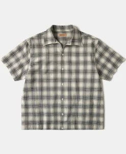 Online 1950s Plaid Seersucker Short Sleeve Shirt - Black Short Sleeve Shirts | Shirts