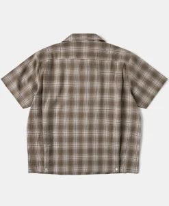 Best 1950s Plaid Seersucker Short Sleeve Shirt - Brown Short Sleeve Shirts | Shirts