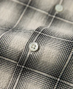 Online 1950s Plaid Seersucker Short Sleeve Shirt - Black Short Sleeve Shirts | Shirts