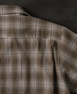 Best 1950s Plaid Seersucker Short Sleeve Shirt - Brown Short Sleeve Shirts | Shirts