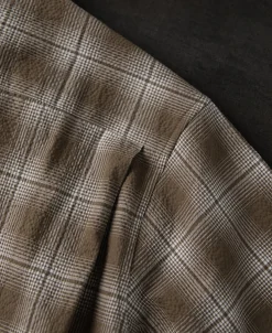 Best 1950s Plaid Seersucker Short Sleeve Shirt - Brown Short Sleeve Shirts | Shirts