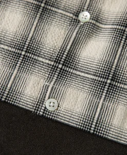 Online 1950s Plaid Seersucker Short Sleeve Shirt - Black Short Sleeve Shirts | Shirts