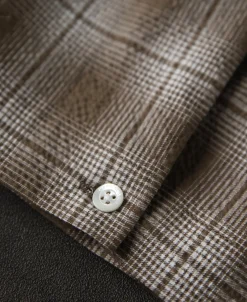 Best 1950s Plaid Seersucker Short Sleeve Shirt - Brown Short Sleeve Shirts | Shirts