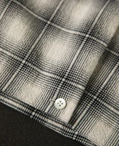 Online 1950s Plaid Seersucker Short Sleeve Shirt - Black Short Sleeve Shirts | Shirts