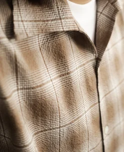 Best 1950s Plaid Seersucker Short Sleeve Shirt - Brown Short Sleeve Shirts | Shirts