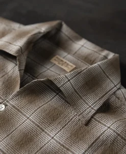 Best 1950s Plaid Seersucker Short Sleeve Shirt - Brown Short Sleeve Shirts | Shirts