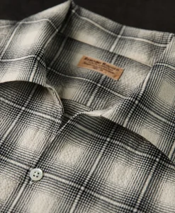 Online 1950s Plaid Seersucker Short Sleeve Shirt - Black Short Sleeve Shirts | Shirts