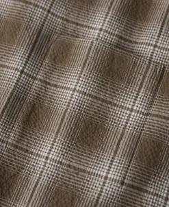 Best 1950s Plaid Seersucker Short Sleeve Shirt - Brown Short Sleeve Shirts | Shirts
