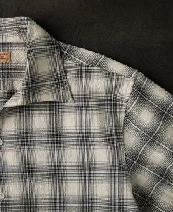 Online 1950s Plaid Seersucker Short Sleeve Shirt - Black Short Sleeve Shirts | Shirts