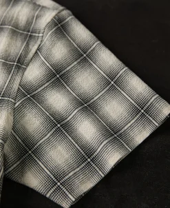 Online 1950s Plaid Seersucker Short Sleeve Shirt - Black Short Sleeve Shirts | Shirts