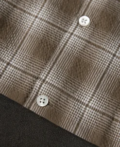 Best 1950s Plaid Seersucker Short Sleeve Shirt - Brown Short Sleeve Shirts | Shirts