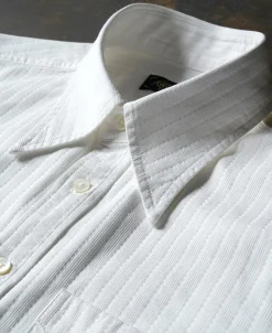 New 1920s Point Collar Jacquard Textured Dobby Shirt Long Sleeve Shirts | Shirts